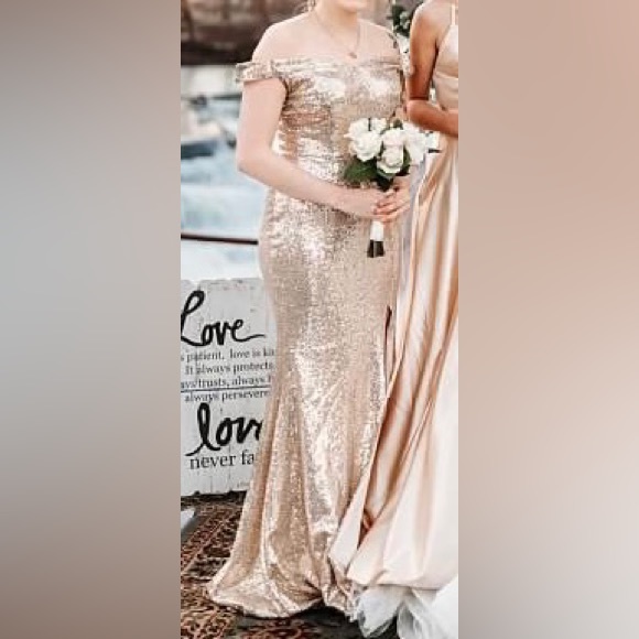Gold sequin bridesmaid dress - Picture 3 of 3